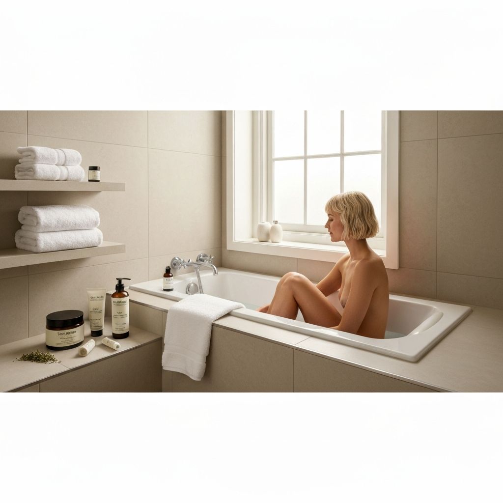 Osoba namoče stopala u biljnu kupku s Epsom solju i uljem čajevca