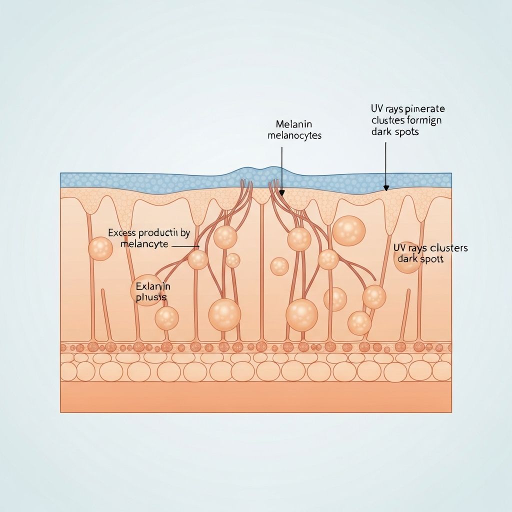 ilustracija simptoma hiperpigmentacija