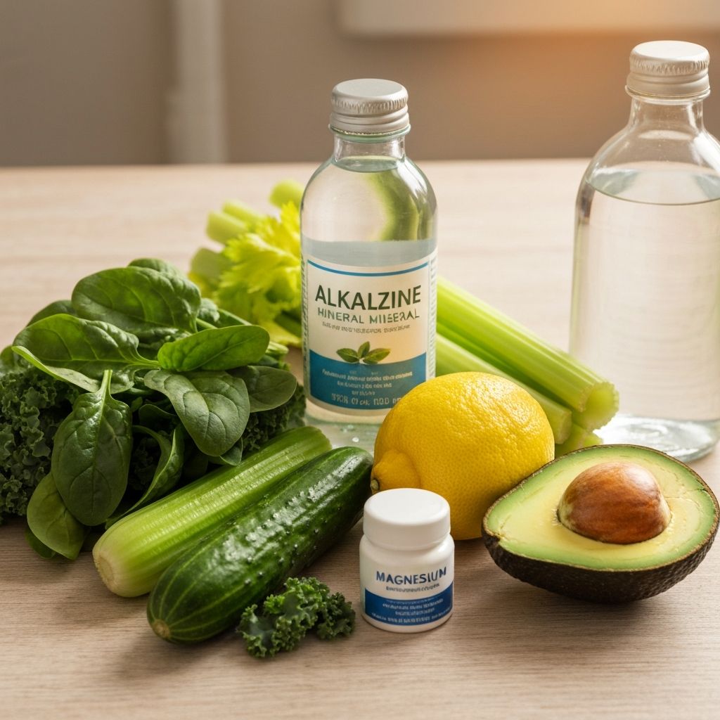 Prirodni sastojci za smanjenje kiselina u organizmu na drvenom stolu