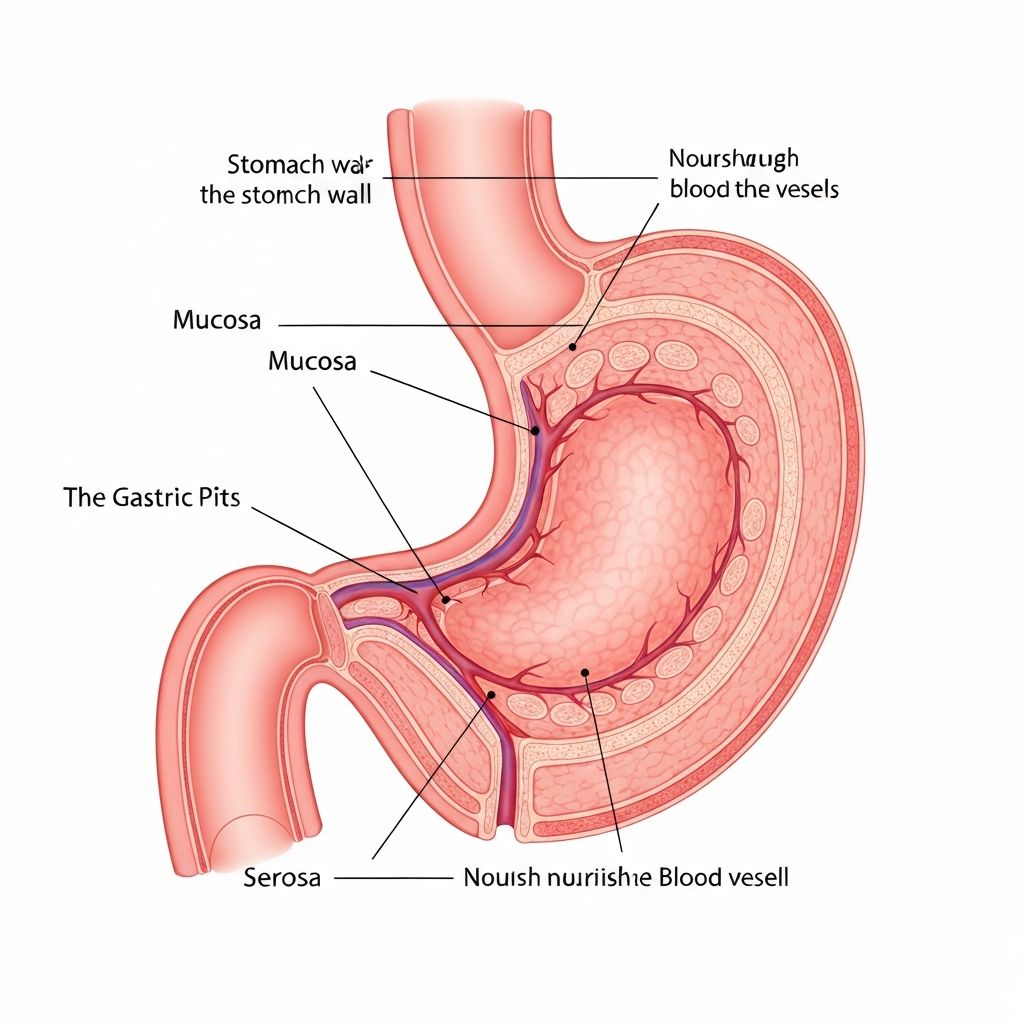 ilustracija želuca i sluznice (gastritis)